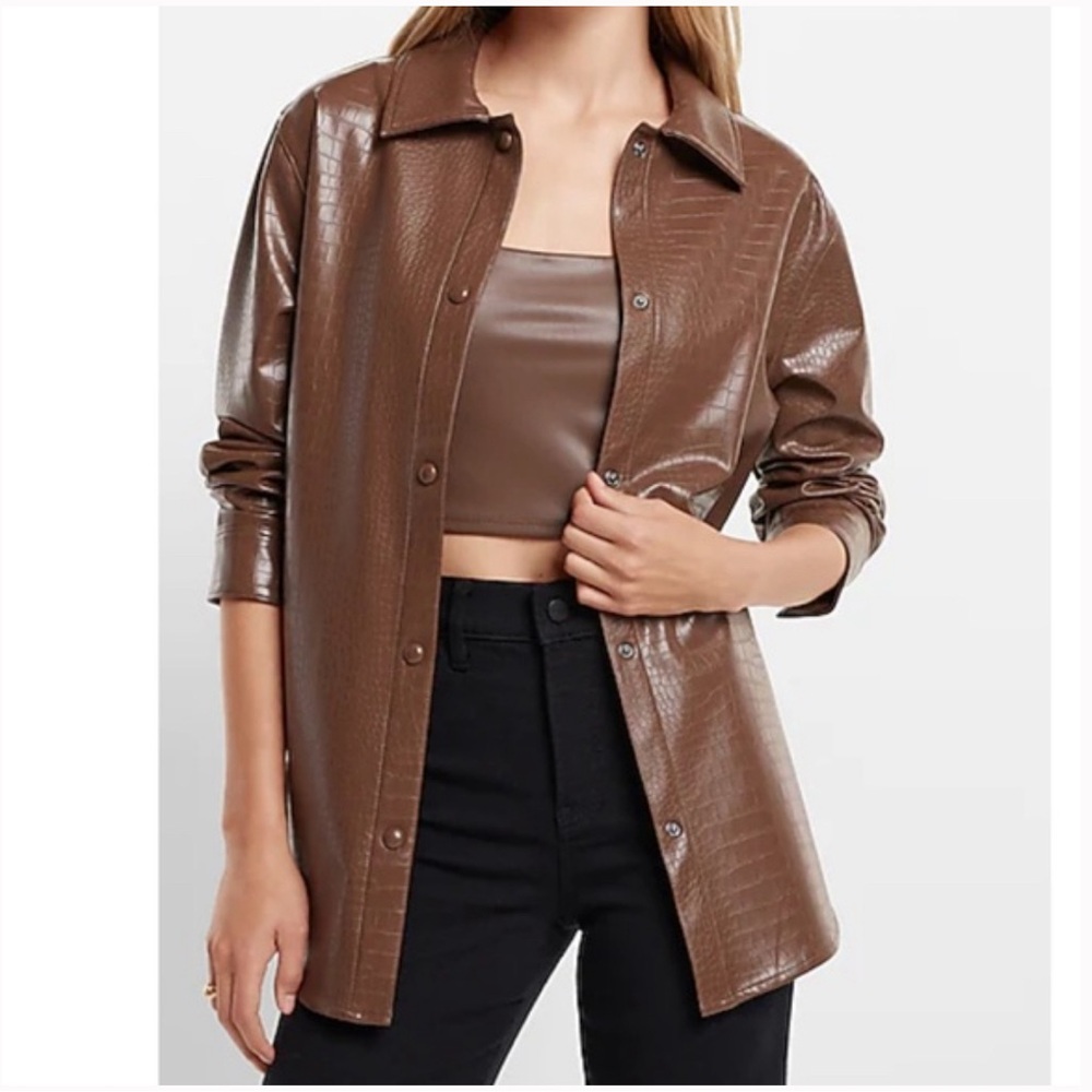 Express Vegan Leather Shacket LN!